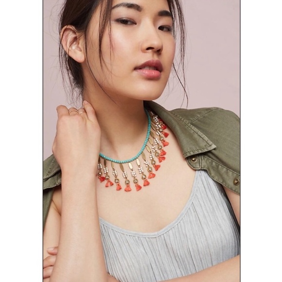 Serefina Miranda Bib Necklace Neutral Motif NWT - Picture 6 of 8